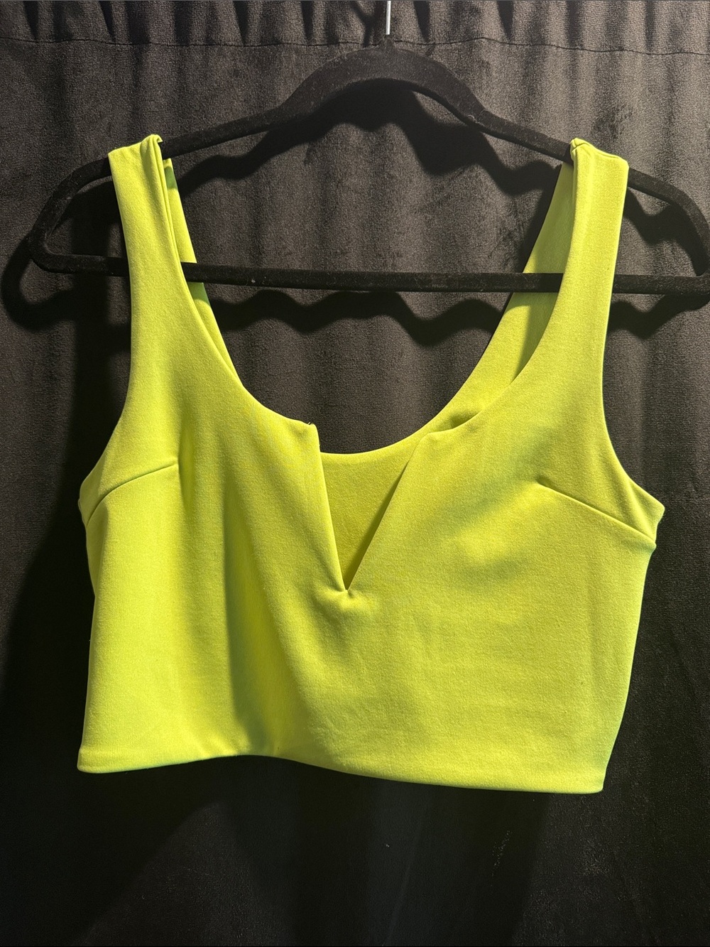 Neon Yellow V-Notch Crop Tank
